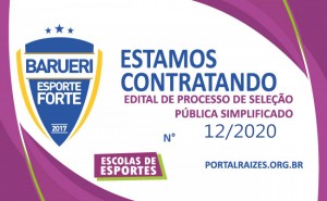 EDITAL DE PROCESSO DE SELEÇÃO PÚBLICA SIMPLIFICADO N° 012/2020 -  ATÉ 04/10/2020