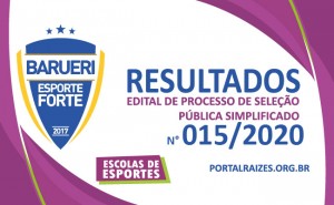 Resultados do Edital de Seleção Simplificado n.º 015/2020