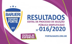 Resultados do Edital de Seleção Simplificado n.º 016/2020